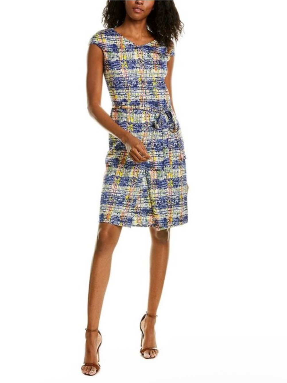 Leggiadro Womens  Silk-Lined Sheath Dress, Blue Size 10